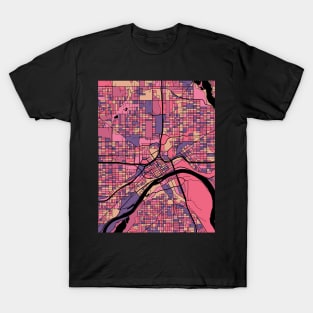 Saint Paul Map Pattern in Purple & Pink T-Shirt